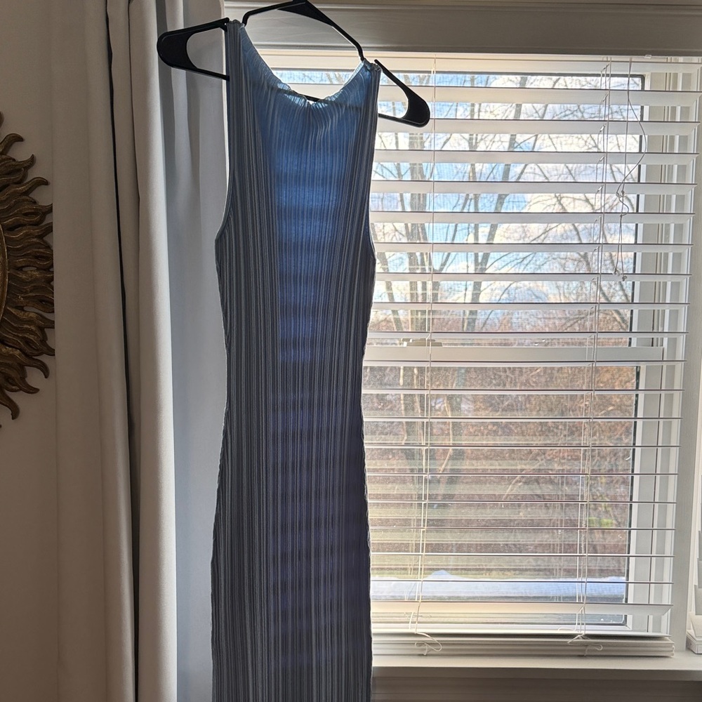 Blue Ribbed Sleeveless Top - Picture 2 of 4